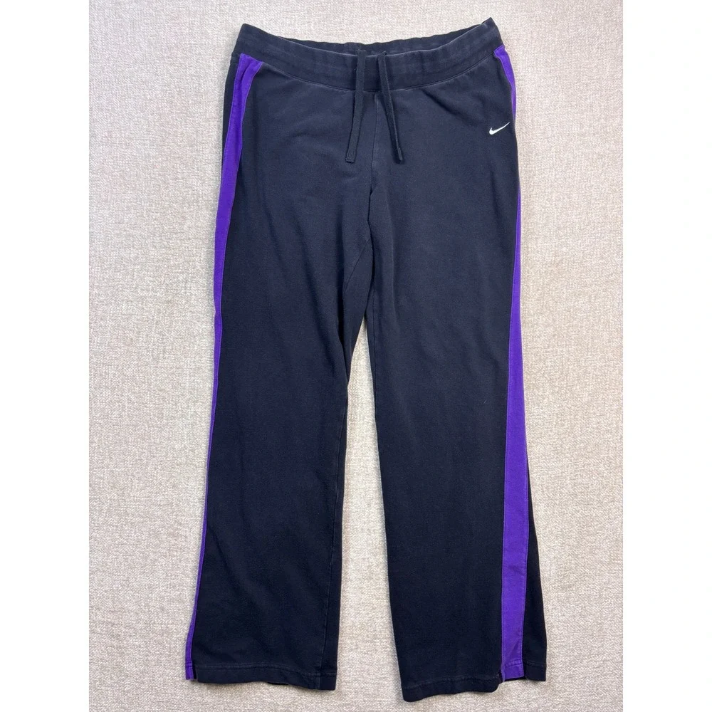 Y2K Nike The Athletic Dept Womens XL Black Purple Side Stripe Sweatpants Joggers